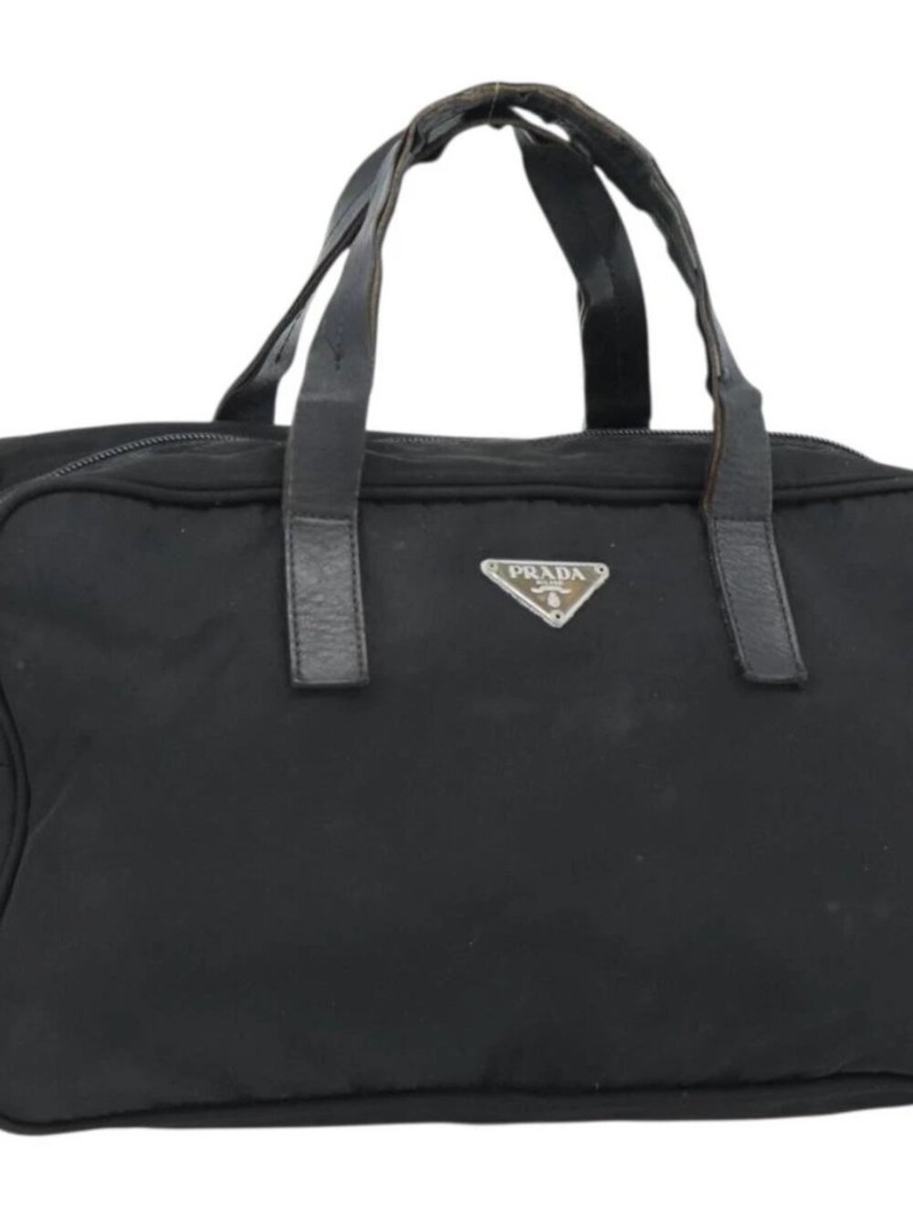 PRADA Hand Bag Nylon Black Silver Auth